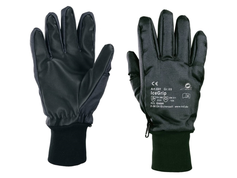 Kcl Icegrip 691 691-10 Work Gloves, Glove Size: 10, Xl, Black