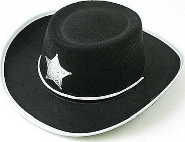 Cowboyhat med stjerne sort str. S