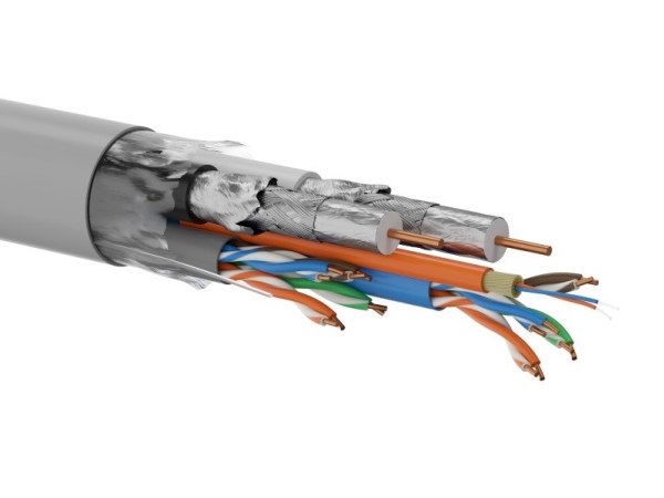 Multikabel Q-Lantec Multimedia 2X U/Utp Cat.5E + 2X Rg6 + 2X Fo G657a1, Pvc, 500M (Kmp5001) Grau