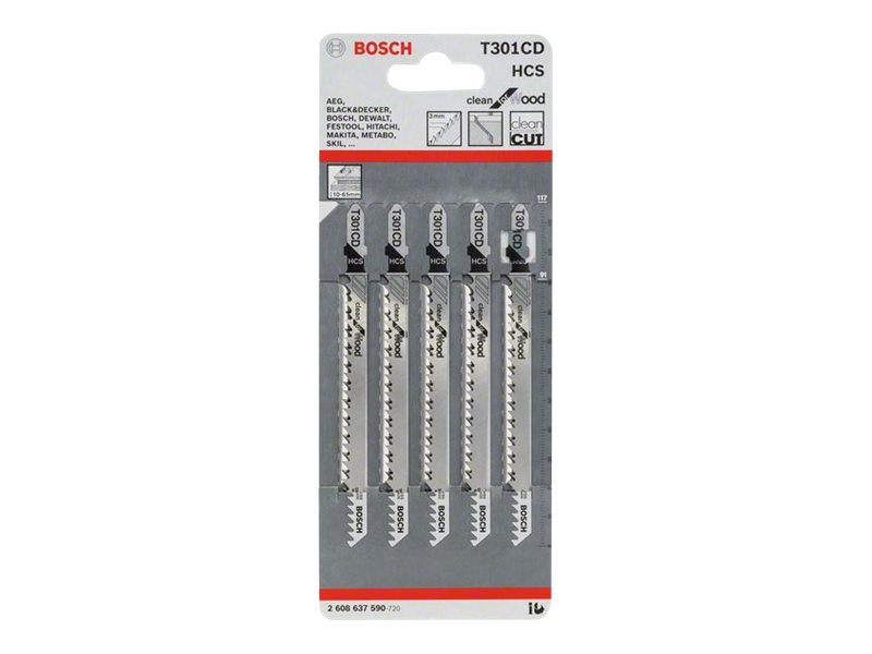 Bosch Accessories 2608637590 Stichsägeblatt T 301 Cd Clean For Wood, 5Er-Pack 5 St.