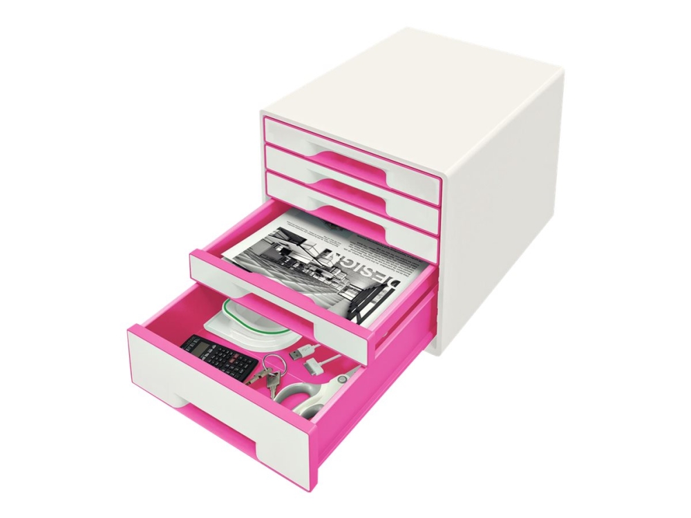 Skuffekabinet Desk Cube Leitz Wow 5-Skuffer Pink