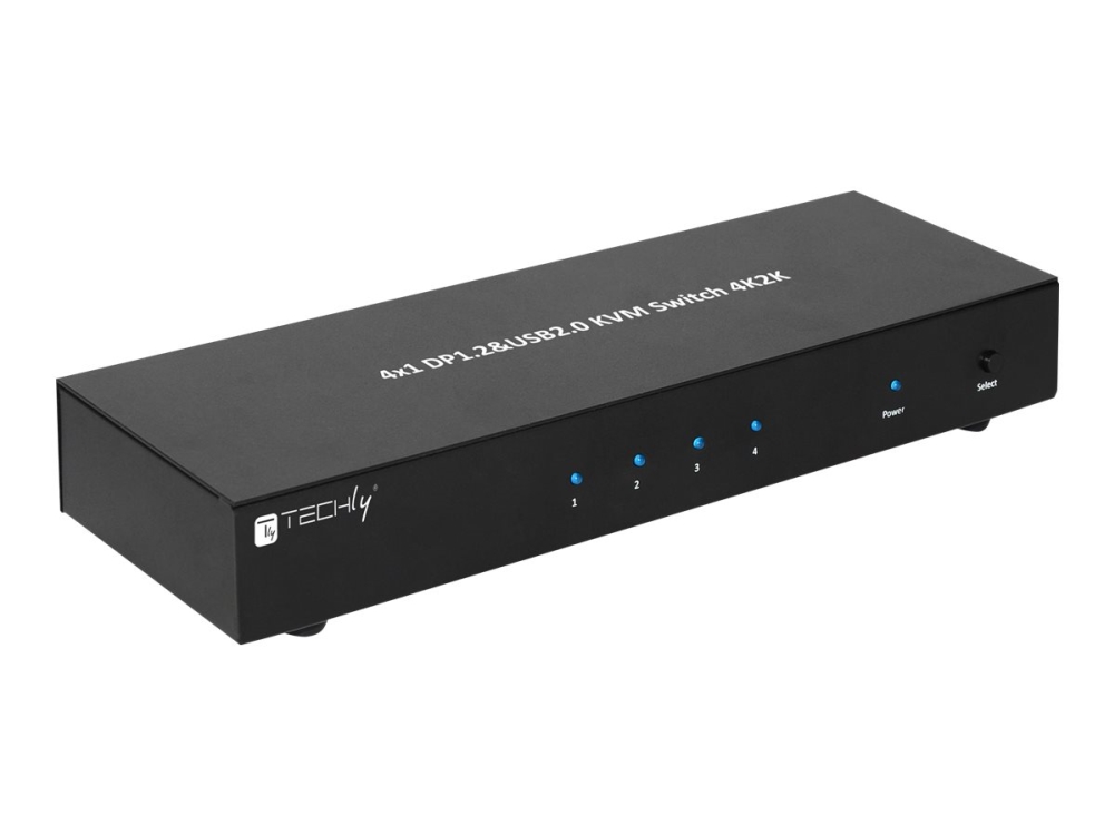 Techly 4 Port Displayport 1.2 Kvm Switch With Hub And Audio - Kvm / Audio / Usb Switch - 4 X Kvm / Audio - 1 Lokalbruger - Desktop