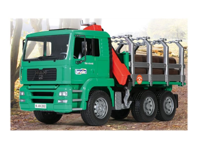 Bruder Man Tga Holztransporter Mit Ladekran Und 3 Koffern Spielzeug