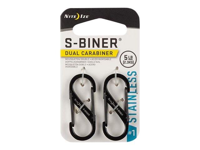 Nite Ize S-Biner Dual Carabiner #1 - Karbinklämma - svart (paket om 2) | Utomhus - Camping - Övrig utrustning | GameStuff