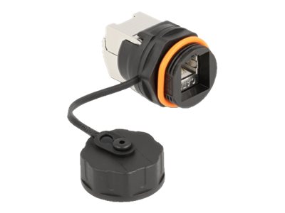 Delock Kabelverbinder Rj45 Buchse Zu Cat.6A Lsa Mit Verschlusskappe Wasserfest, Rj45/Cat.6A Lsa, Schwarz, Gerade, Metall, Kunststoff, Cat6a, S/Utp (S