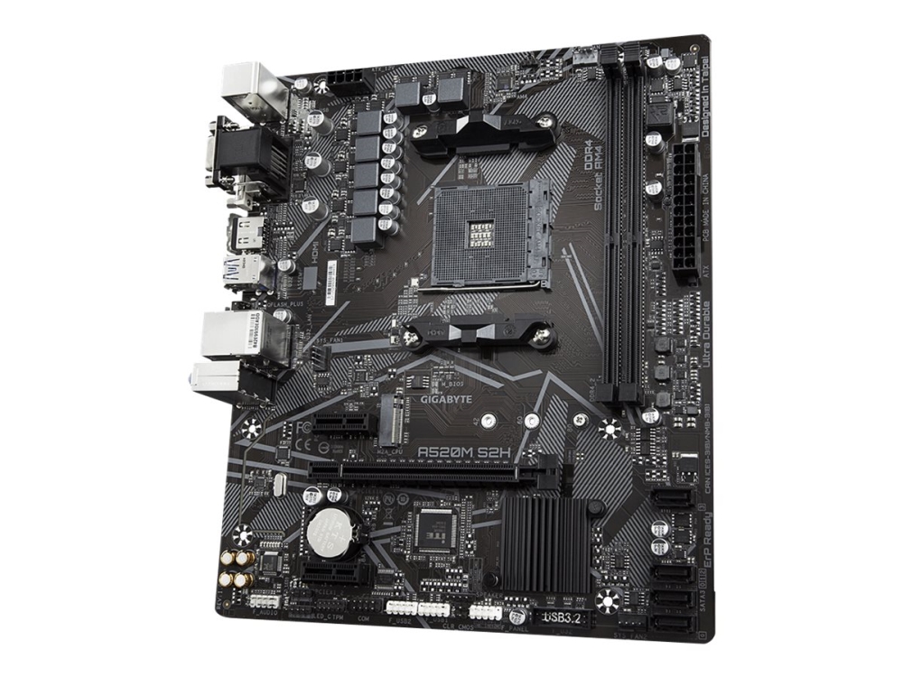 Gigabyte A520m S2h - 1.0 - Bundkort - Micro Atx - Socket Am4 - Amd A520 Chipset - Usb 3.2 Gen 1 - Gigabit Lan - Onboard Grafik (Cpu Påkrævet) - Hd Au