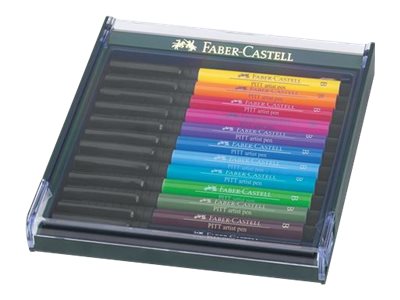 Faber-Castell Pitt Artist Pen - Pinselstift - Permanent - Gemischte Leuchtende Farben - Tusche (12Er-Pack)