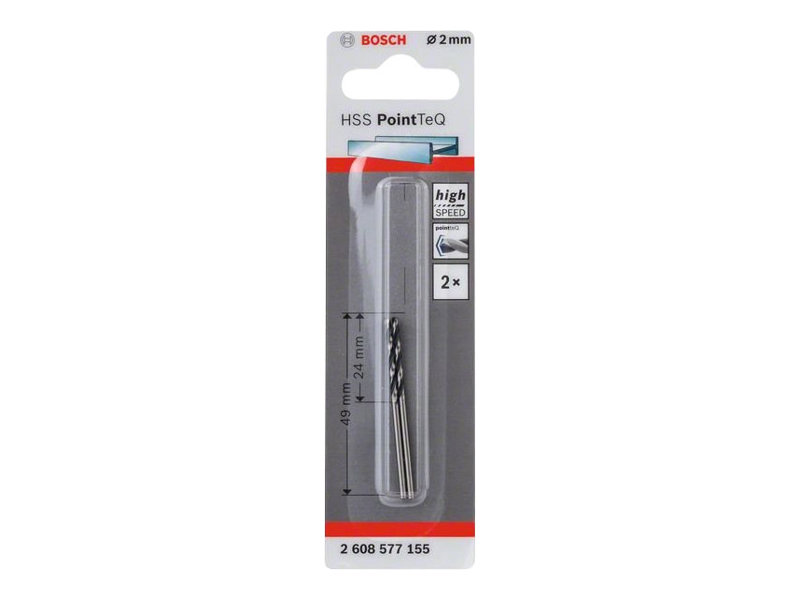 Bosch PointTeQ - Borr - för metall - spiralborr - 2 delar - 2 mm - längd: 49 mm | Elverktyg - Tillbehör - DIY - tillbehör | GameStuff
