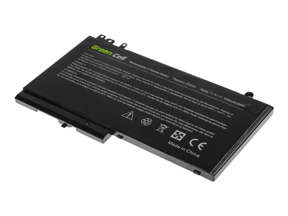 Green Cell Batteri För Barbar Dator Likvardigt Med: Dell Ryxxh Litiumpolymer 4 Cells 3400 Mah Svart För Dell Latitude 3150 3160 E5250