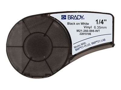 Brady B-595 - Vinyl - Mat - Permanent Akryllisk Klæbemiddel - Sort På Hvid - Rulle (0,635 Cm X 6,4 M) 1 Rulle Etiketter - For Brady Bmp21, Bmp21-L