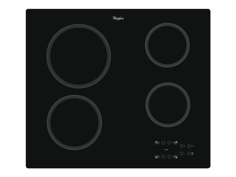 Whirlpool Akt 801/Ne - Keramisk Kogeplade - 4 Plader - Niche - Bredde: 56 Cm - Dybde: 49 Cm - Rammeløs - Sort