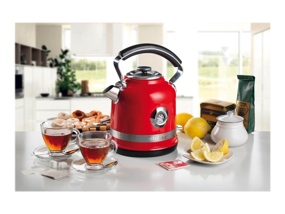Ariete 2854, 1,7 L, 2000 W, Schwarz, Rot, Edelstahl, Wasserstandsanzeige, Überhitzungsschutz