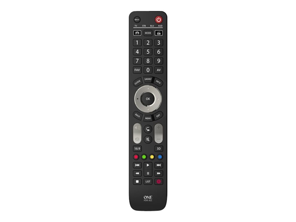 One For All Advanced Evolve 4, Tv, Beistellgerät, Dvd/Blu-Ray, Ir Wireless, Drucktasten, Schwarz