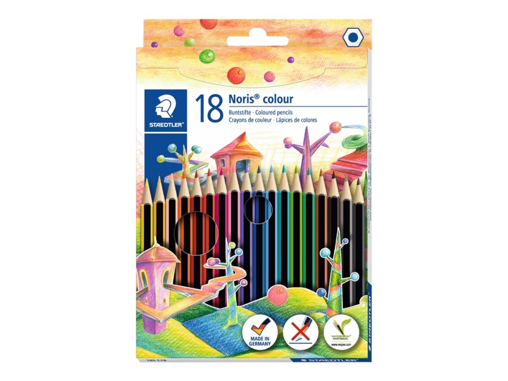 Staedtler Noris Colour 185 - Farvet Blyant - Assorterede Farver (Pakke Med 18)