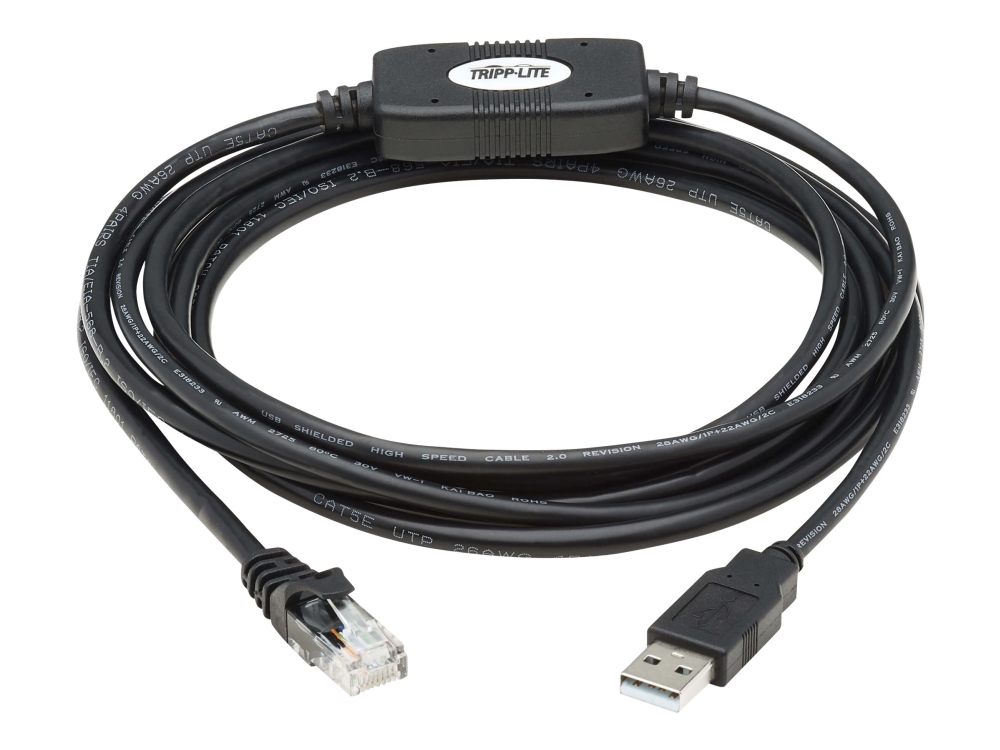 Eaton Tripp Lite Series USB Type-A to RJ45 Rollover Console Cable, M/M, Black - 10 ft. - Serielt kabel - USB (han) til RJ-45 (hun) - 3.05 m - dobbelt afskærmet - USB 1.1 - sort
