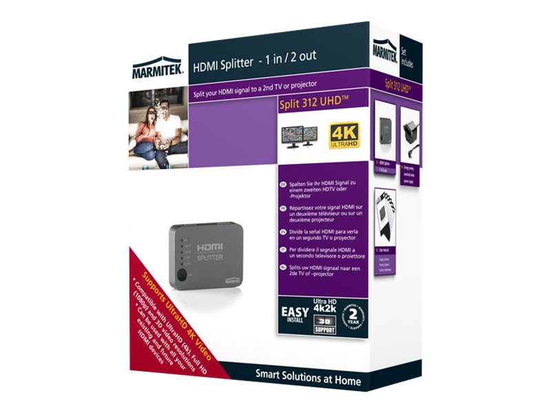 Marmitek Split 312 Uhd, Hdmi, 2X Hdmi, 4096 X 2160 Pixel, Grå, 15 M, 36 Bit