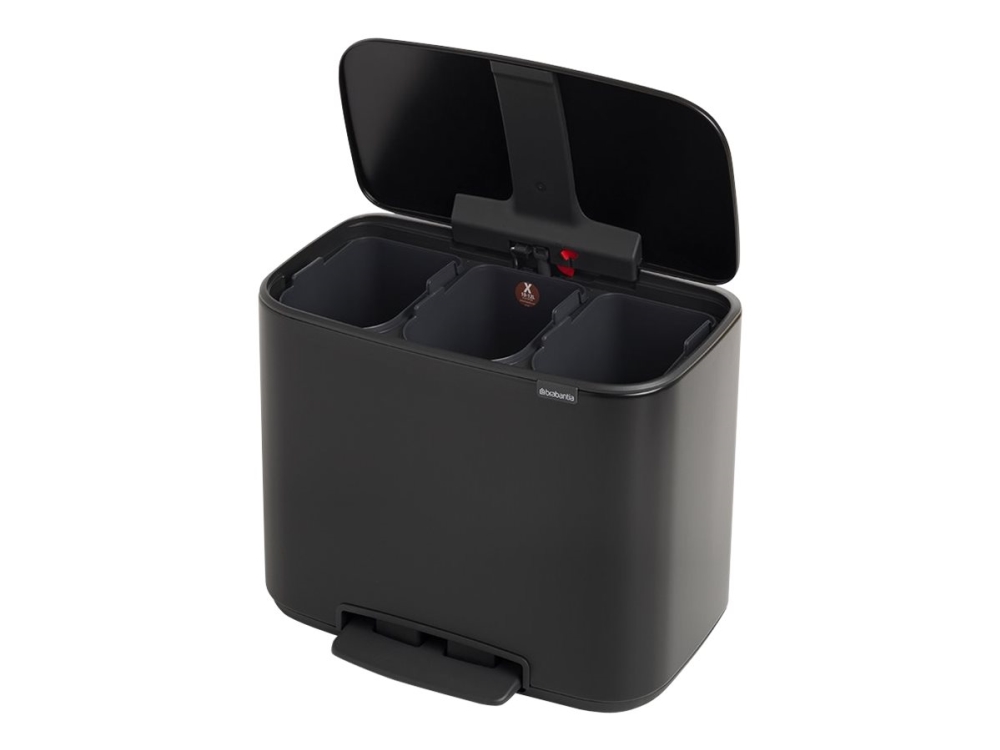 Brabantia Bo Pedal Bin - Soptunna - fliplock - 33 L - fotpedal - sopsortering - mattsvart | Köksutrustning - Hushålls tillbehör - Sopsortering | GameStuff