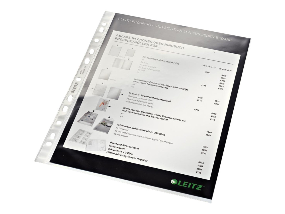 Leitz Standard - Blattschutz - Für A4 (210 X 297 Mm), 220 X 300 Mm - Glasklar (100Er Pack) - Für P/N: 10105001, 10105015, 10105045, 10105085, 1010509
