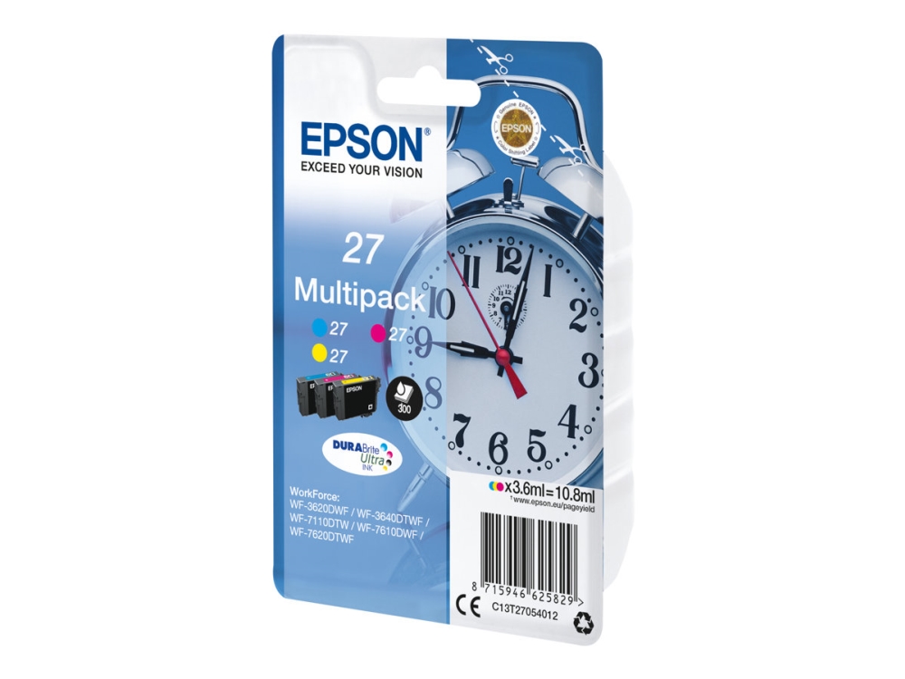 Epson 27 Multi-Pack - 3 Packungen - 10,8 Ml - Gelb, Cyan, Magenta - Original - Patrone - Für Workforce Wf-3620, Wf-3640, Wf-7110, Wf-7210, Wf-7610, W