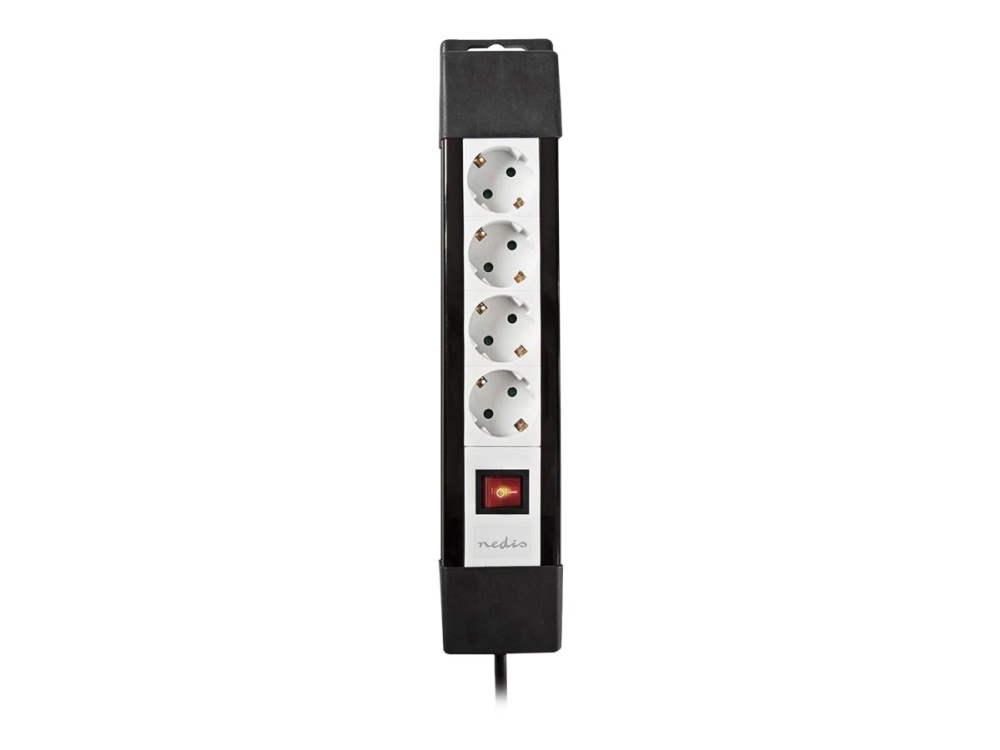 Nedis Pro-Line Exso430f1pro - Stikdåse - Ac 230 V - 3680 Watt - Input: Cee 7/7 - Output-Stikforbindelser: 4 (Strøm) - 3 M Ledning - Sort, Hvid