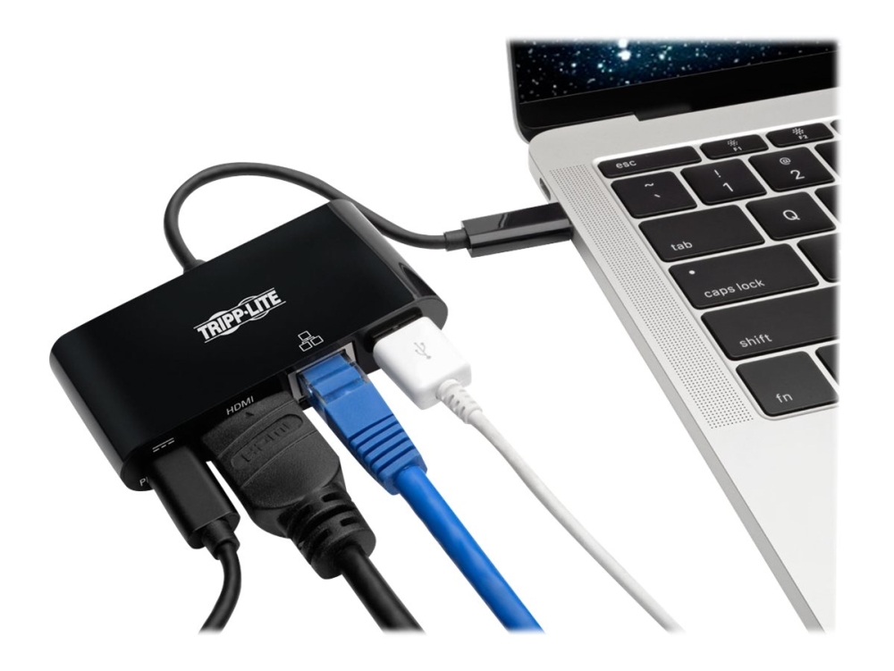 Eaton Tripp Lite Series Usb C To Hdmi Multiport Video Adapter Converter W/ Usb-A Hub, Usb-C Pd Charging Port & Gigabit Ethernet Port, Thunderbolt 3 C