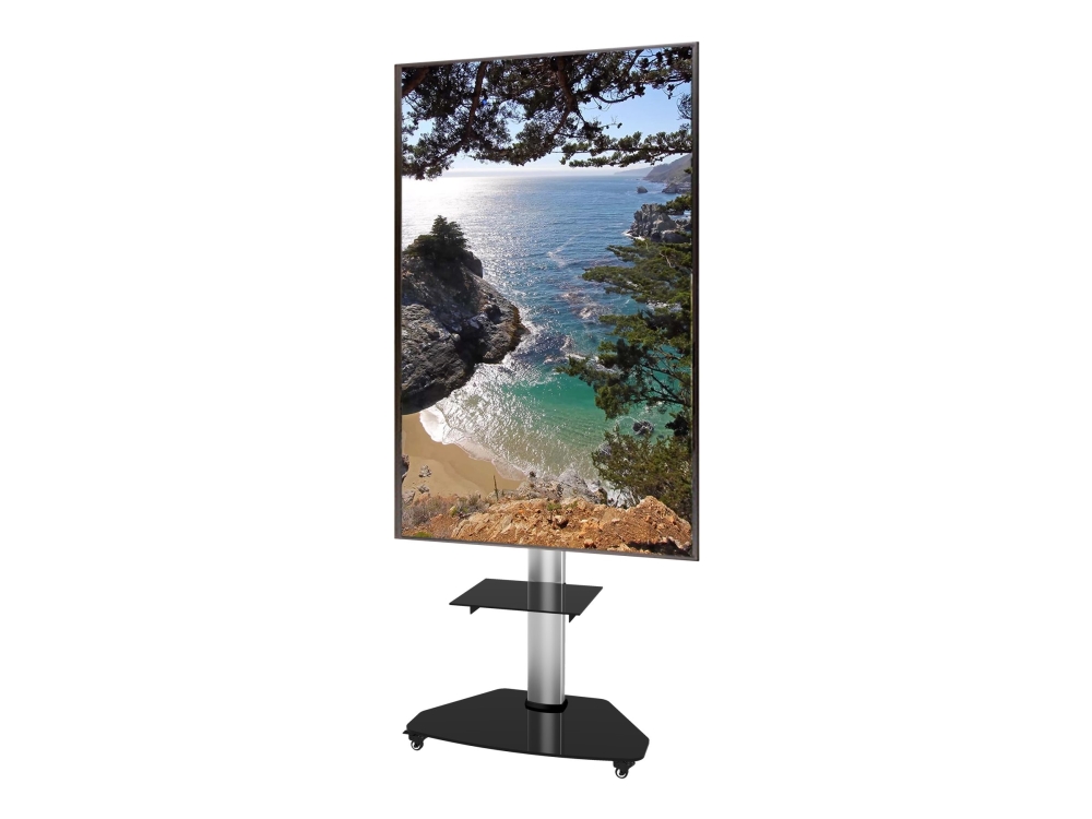 Techly Ica-Tr3sl - Vogn Med Hjul - For Fladt Panel - Hærdet Glas - Sølv - Skærmstørrelse: 37"-70"
