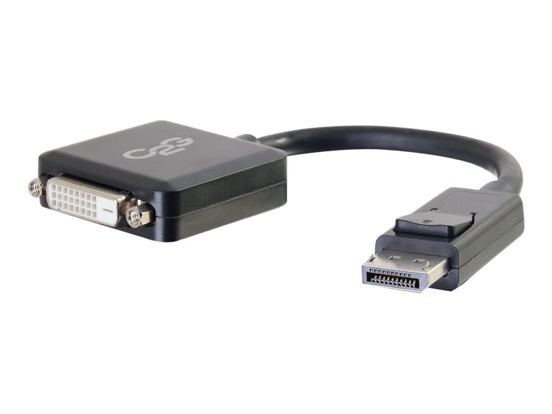 C2g 8In Displayport To Dvi-D Adapter - Dp To Dvi D Adapter - Black - M/F - Videoadapter - Displayport (Han) Til Dvi-D (Hun) - Sort