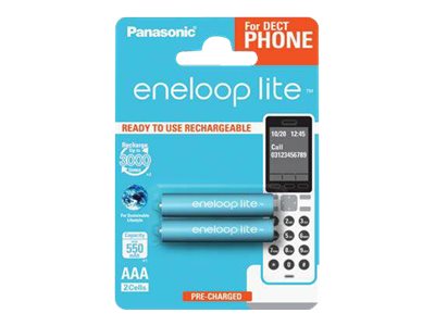 Panasonic Eneloop Lite Dect Bk-4Lcce - Batterie 2 X Aaa - Nimh - (Wiederaufladbar) - 550 Mah