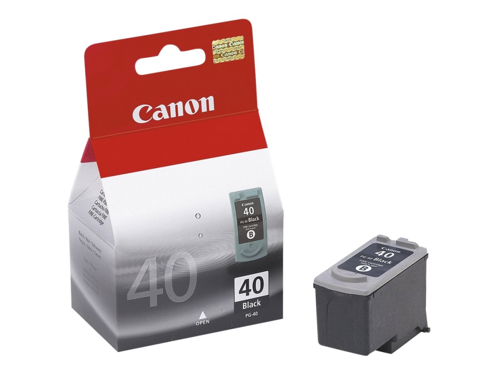 Canon Pg-40Bk - 16 Ml - Højtydende - Pigmenteret Sort - Original - Blækpatron - For Fax Jx210 Pixma Ip1800, Ip1900, Ip2600, Mp140, Mp190, Mp210, Mp2