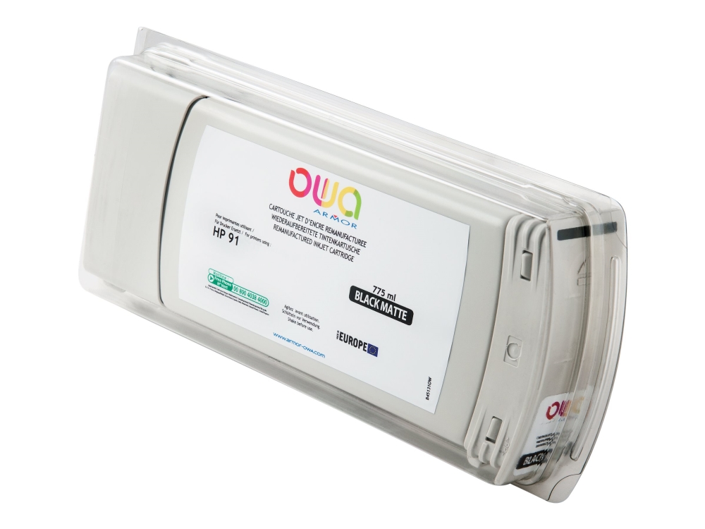 Owa - 775 Ml - Mat Sort - Kompatibel - Genproduceret - Blækpatron (Alternativ Til: Hp 761) - For Hp Designjet T7100, T7200, T7200 Production Printer