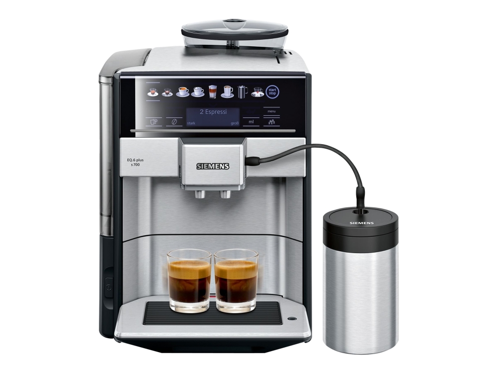 Siemens EQ.6 plus s700 TE657M03DE - Automatisk kaffekokare med mjölkskummare - 19 bar - rostfritt stål/svart