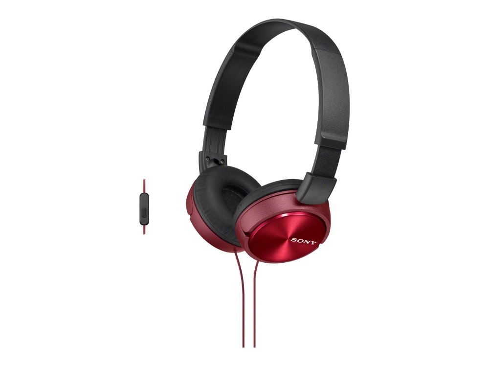 Sony Mdr Zx310ap Zx Series Hörlurar Med Mikrofon Fullstorlek Kabelansluten 3 5 Mm Kontakt Röd