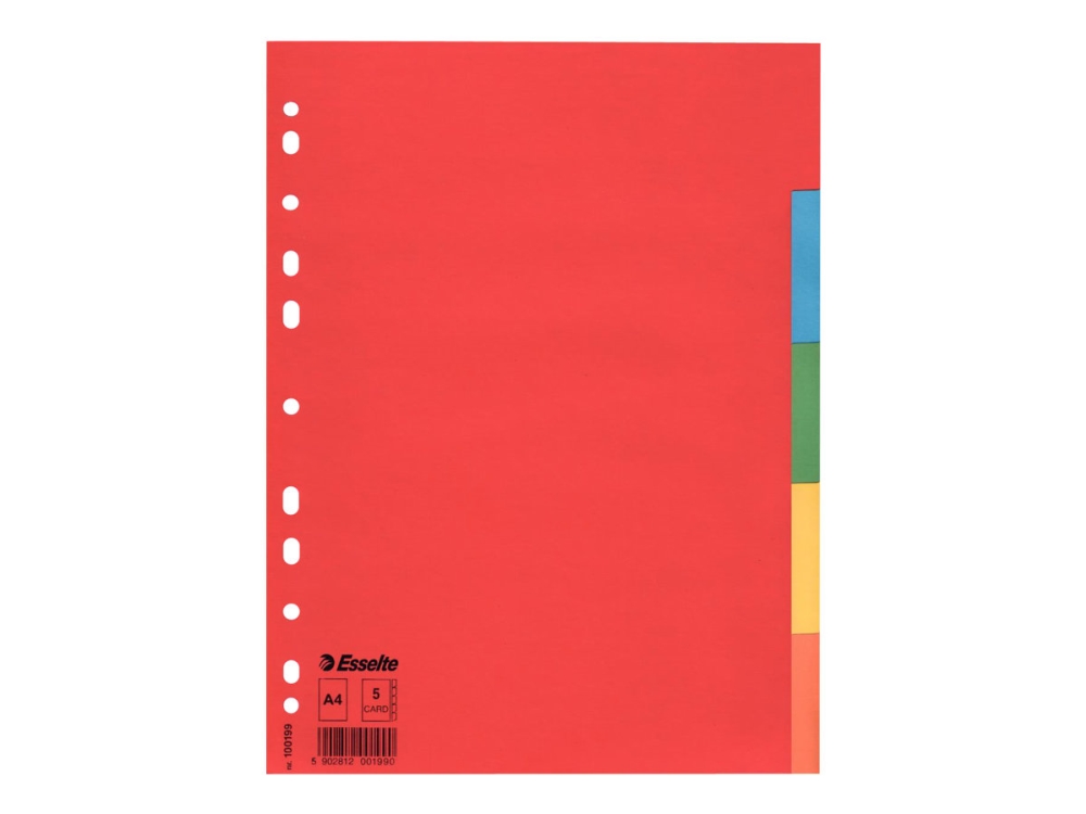Esselte - Deler - 5 dele - for A4 (210 x 297 mm) - med faneblade - assorterede farver