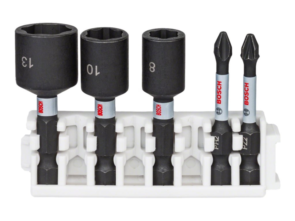 Bosch Impact Control - Screwdriver and impact socket bit set - 5 delar - phillips, pozidriv - PH2, PZ2 - sex-stiftigt - 8 mm, 10 mm, 13 mm - hexagonalt | Verktyg & Verkstad - Handverktyg - Nycklar och toppar | GameStuff