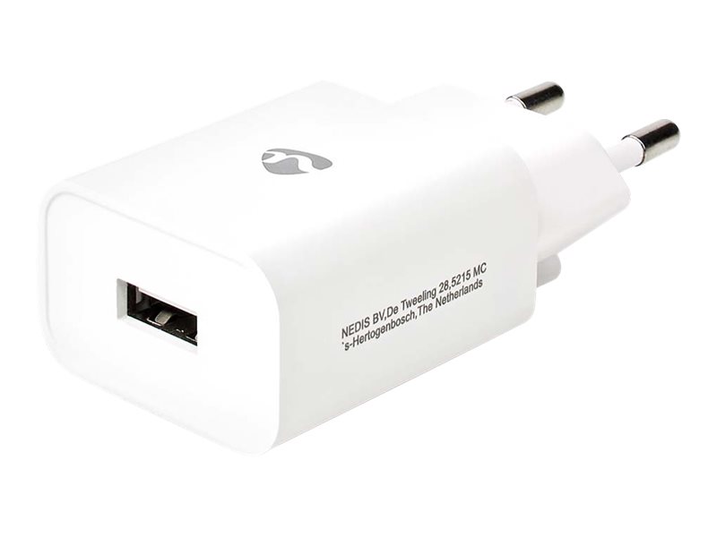 Nedis WCHAU242AWT - Virtalähde - 12 Watt - 2,4 A (USB) - valkoinen - valkoinen