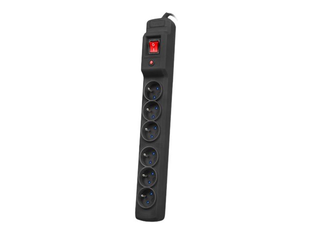 Armac Multi M6 - Stikdåse - Ac 230 V - 3680 Watt - Input: Type E - Output-Stikforbindelser: 6 (6 X Type E) - 1.5 M Ledning - Sort