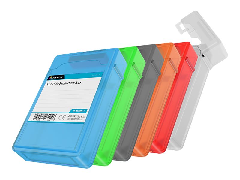 Icy Box Ib-Ac602b-6 – Harddisk-Beskyttelsesetuisæt – Kapacitet: 1 Harddisk (3,5″) – Hvid, Grå, Blå, Grøn, Rød, Orange