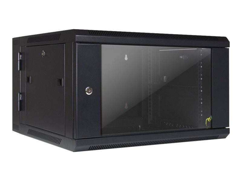 Inter-Tech Smb-6606, Wandmontiertes Regal, 6U, 40 Kg, Sperrschloss, 20 Kg, Schwarz