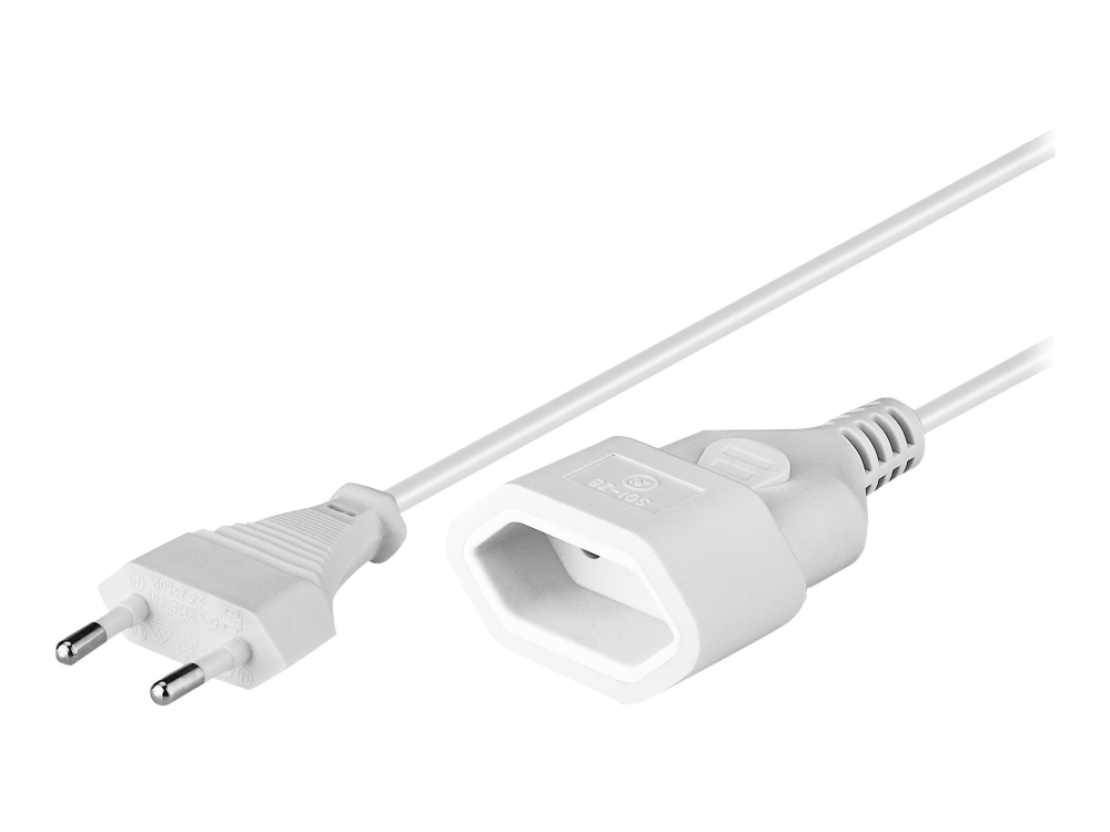 Goobay - Forlængerkabel Til Strøm - Europlug (Han) Til Europlug (Hun) - Ac 250 V - 2.5 A - 2 M - Hvid