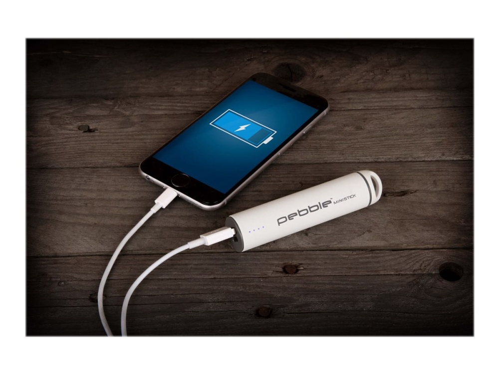 Veho Pebble Ministick - Powerbank - 2200 Mah - 1 A (Usb) - På Kabel: Micro-Usb - Hvid