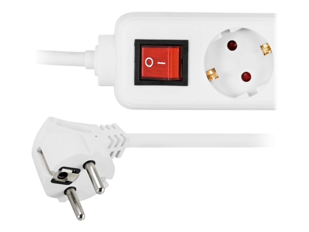 Deltaco Gt-133 - Stikdåse - 3500 Watt - Input: Power Cee 7/7 - Output-Stikforbindelser: 6 (Cee 7/4) - 3 M Ledning - Hvid