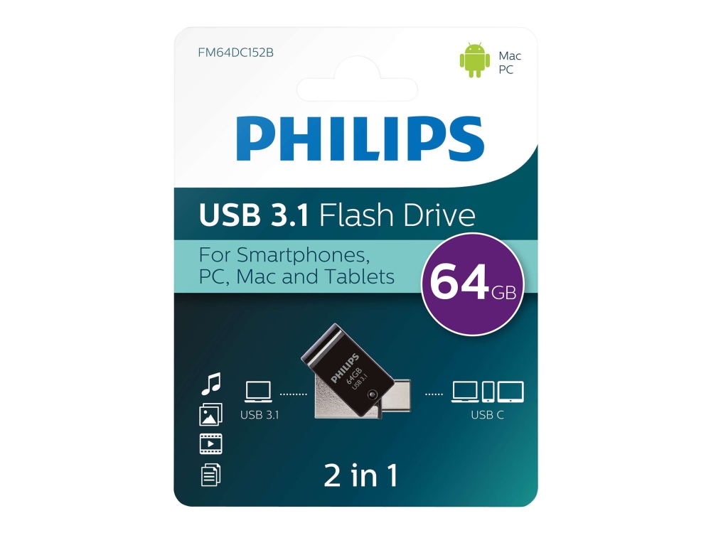 Philips Fm64dc152b - Usb Flashdrive - 64 Gb - Usb 3.1 / Usb-C