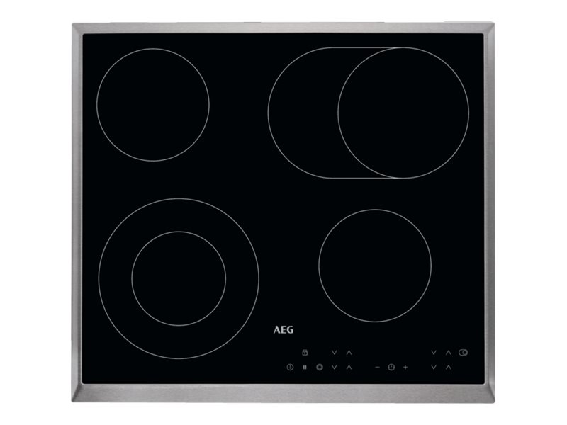 AEG HK634060XB - Keramisk kogeplade - 4 plader - Niche - bredde: 56 cm - dybde: 49 cm - med rustfrit stål-pynt - sort