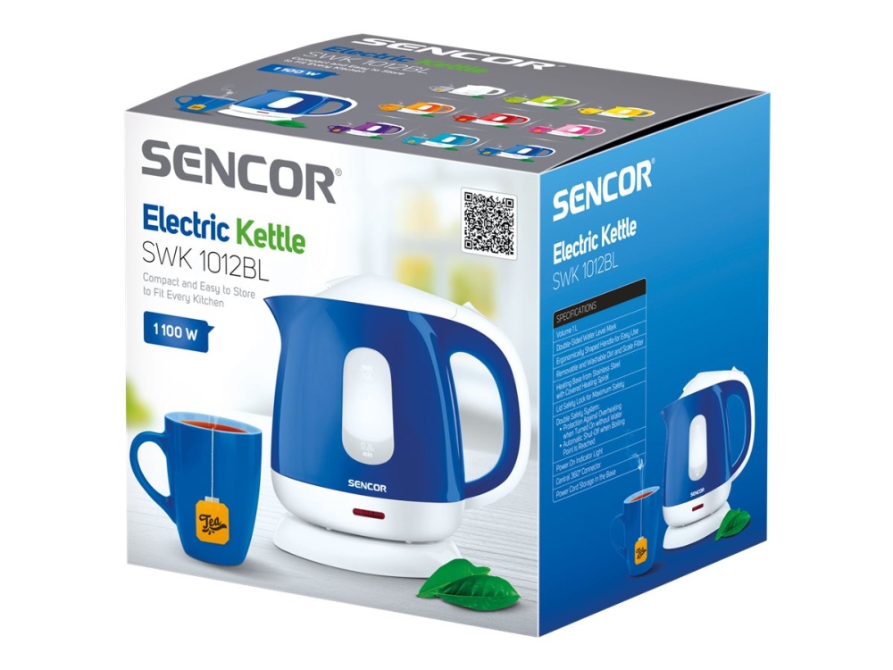 Sencor SWK 1012BL - Kedel - 1 liter - 1.1 kW - blå