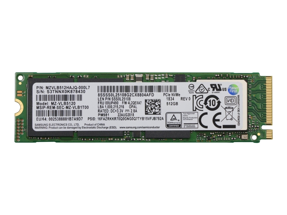 Samsung - Ssd - Krypteret - 512 Gb - Intern - M.2 2280 - Pcie 3.0 X4 (Nvme) - Tcg Opal Encryption - Fru - Für Ideacentre 720-18 Thinkcentre M820z Aio