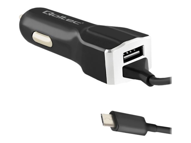 Qoltec Car Charger, Auto, Zigarettenanzünder, 3,4 A, 0,8 M, Schwarz
