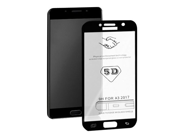 Qoltec Premium Tempered Glass 5d Skarmskydd För Mobiltelefon Glas 4.7  " Ramfarg Svart För Samsung Galaxy A3 2017