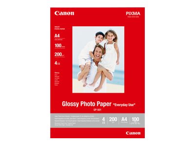 Canon Fotopapier Glossy Photo Paper Gp-501 0775B001 Din A4 210 G/M² 100 Blatt Glänzend (0775B001)