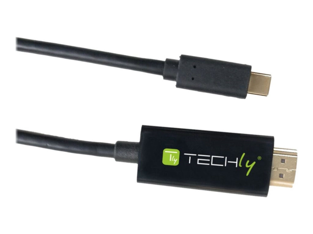 Techly - Video / Audio / Data Kabel - Usb-C Han Omvendelig Til Hdmi Han - 2 M - Sort - Rund, 4K Support