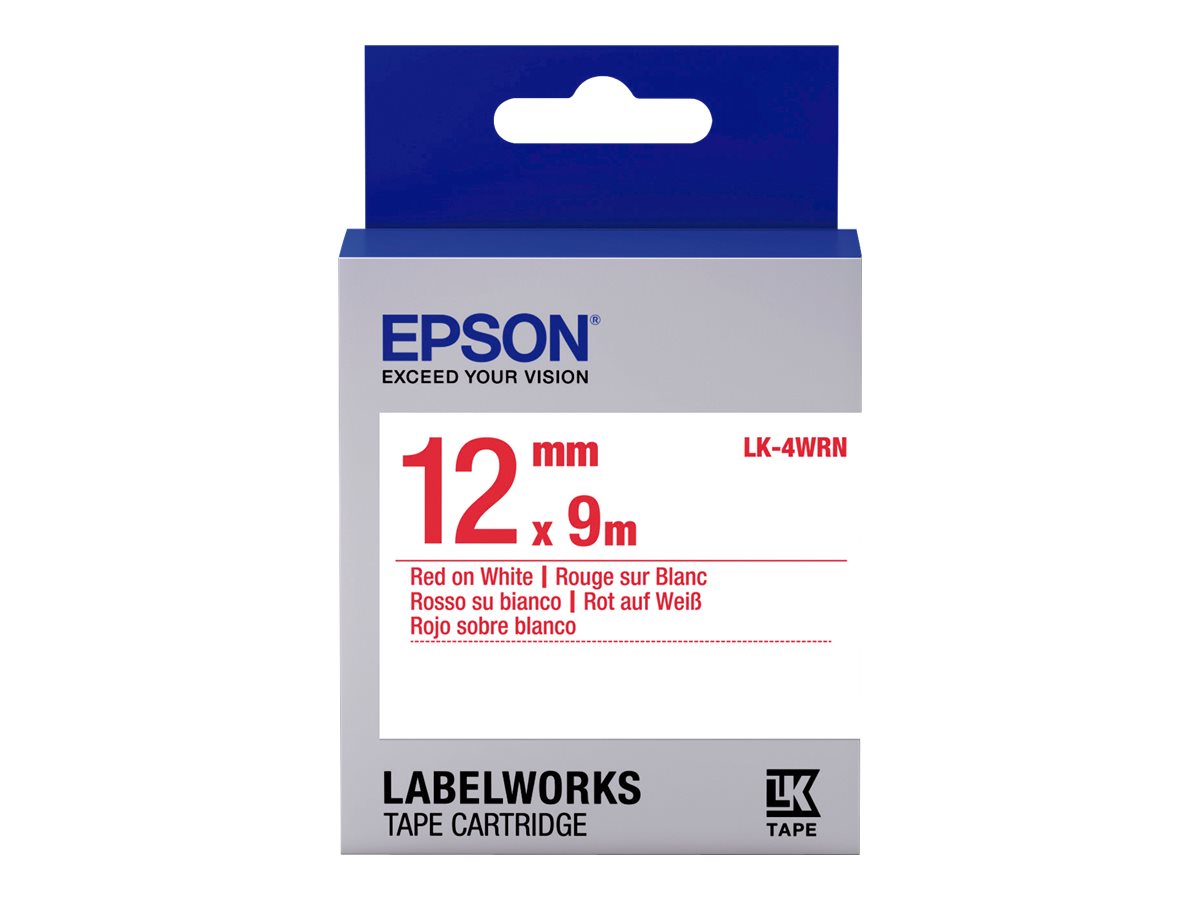 Epson Labelworks Lk-4Wrn - Rød På Hvid - Rulle (1,2 Cm X 2,9 M) 1 Kassette Mærkattape - For Labelworks Lw-1000, 300, 400, 600, 700, 900, K400, Z50